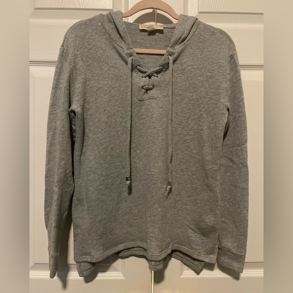 Michael Kors Gray Pullover Hoodie with Lace Up Closure Size Small - Picture 1 of 4